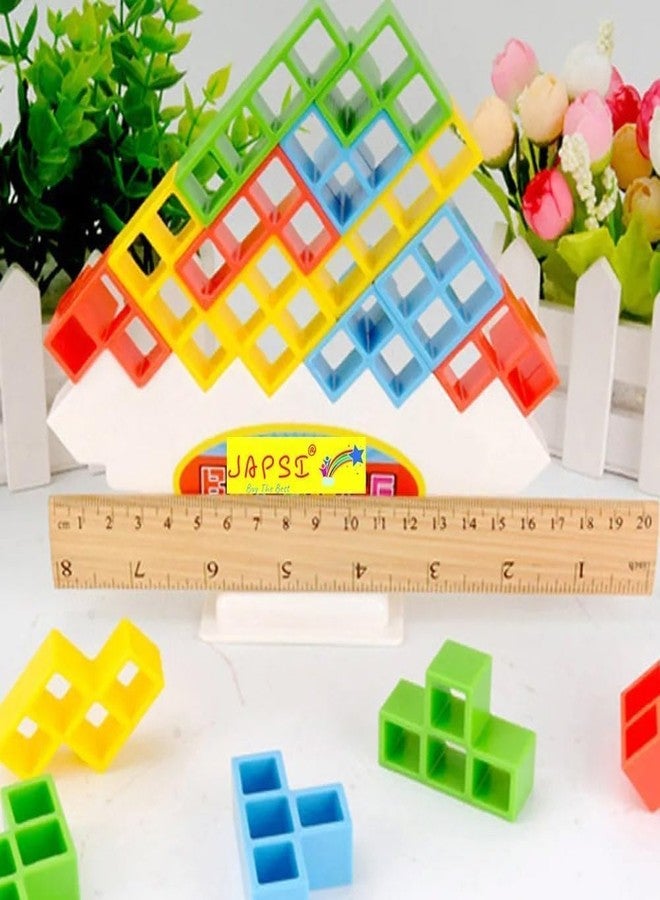 JAPSI Tetra Tower Balance Game, Building Block Stack Tower Game, 16 Pieces, Multi-Color, 2+ Players - Image 2